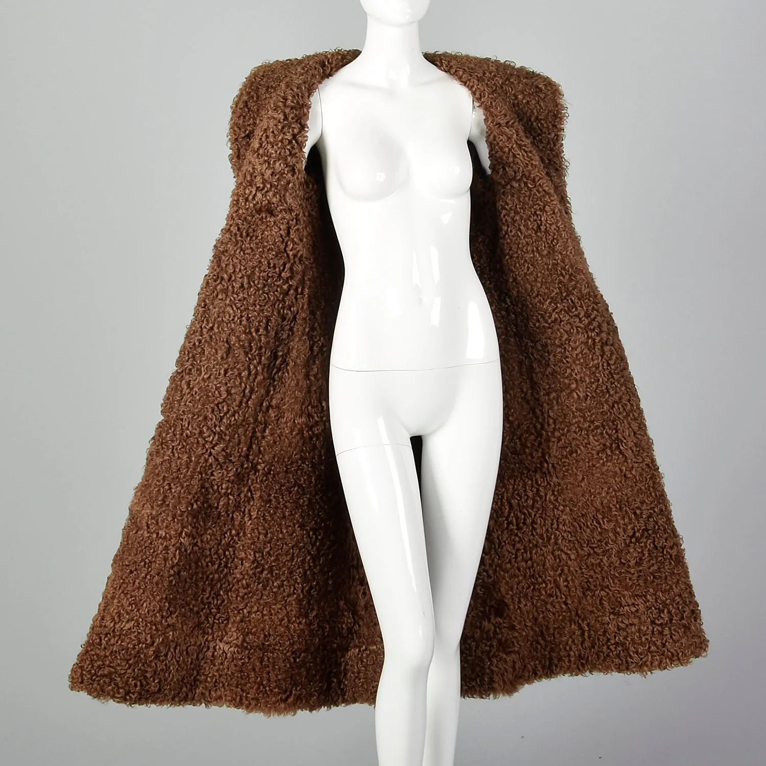 XXS 1970s Brown Suede Leather Shearling Lined Coat